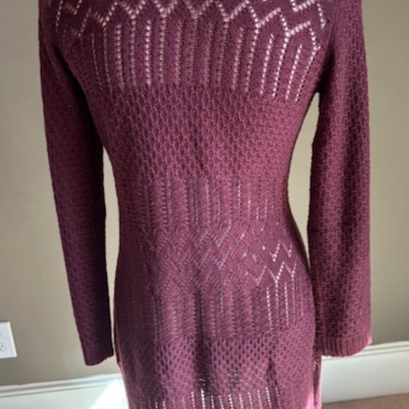 Love Ellie Burgandy Benhill Pointelle Duster Cardigan Medium Petite - Picture 6 of 10